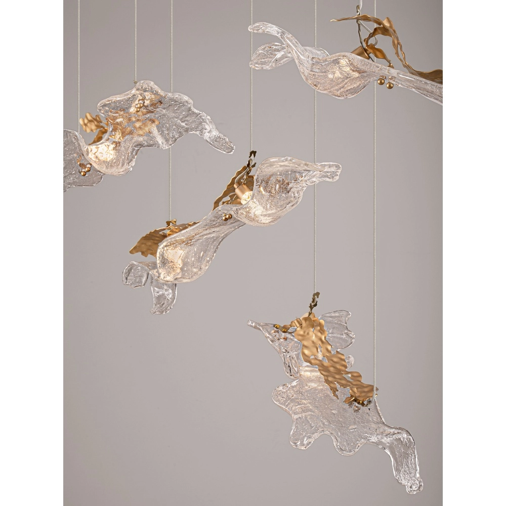 Golden pendant lamp Avesa with clear glass 128cm Lyora 5212063500426
