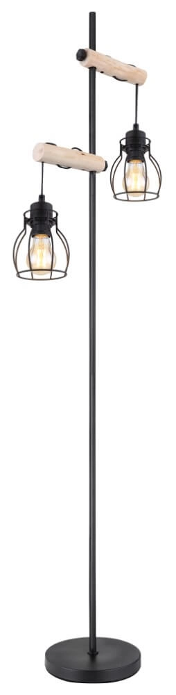 Standing floor lamp Mina black with wood