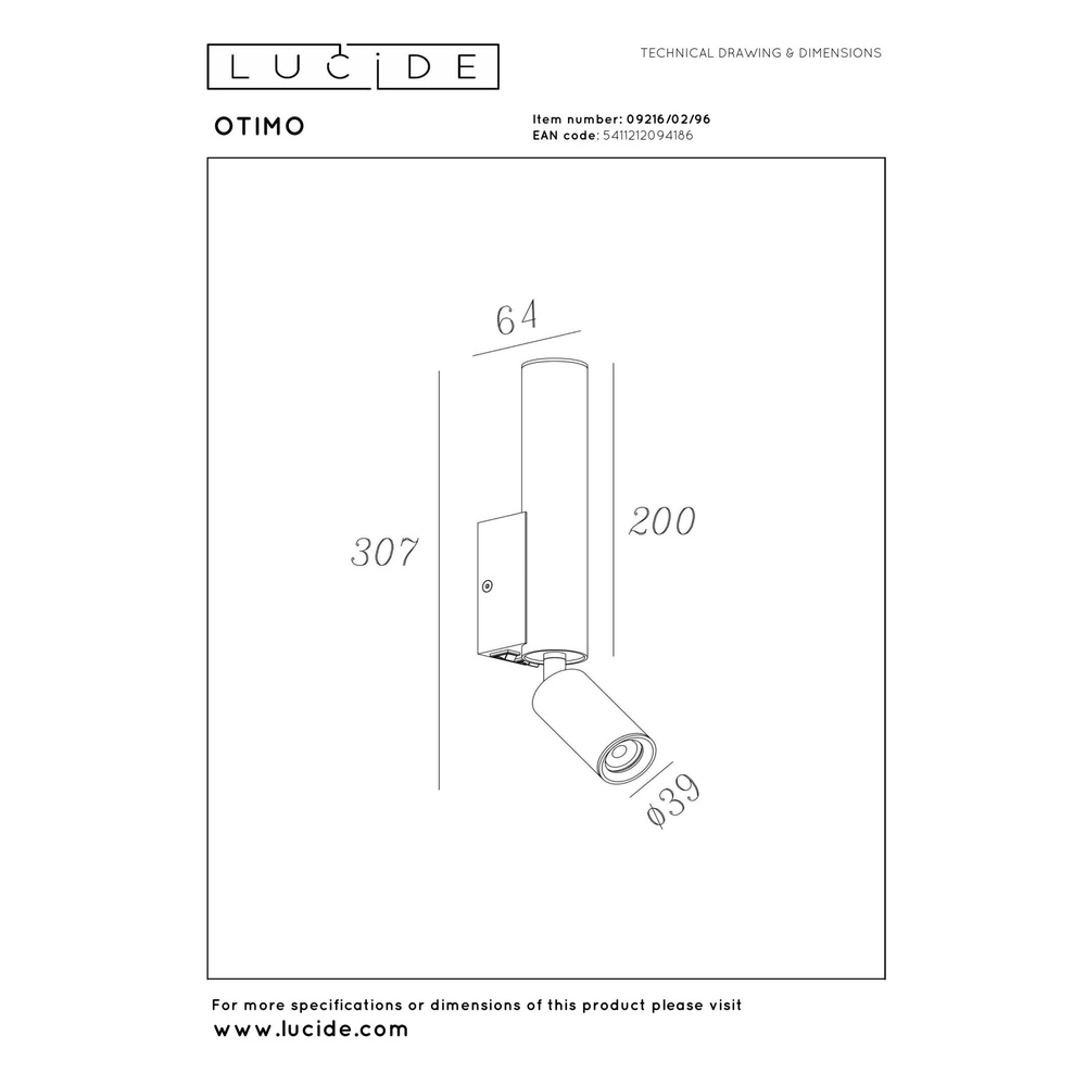 Wall light Otimo coffee brown Lucide 5411212094186
