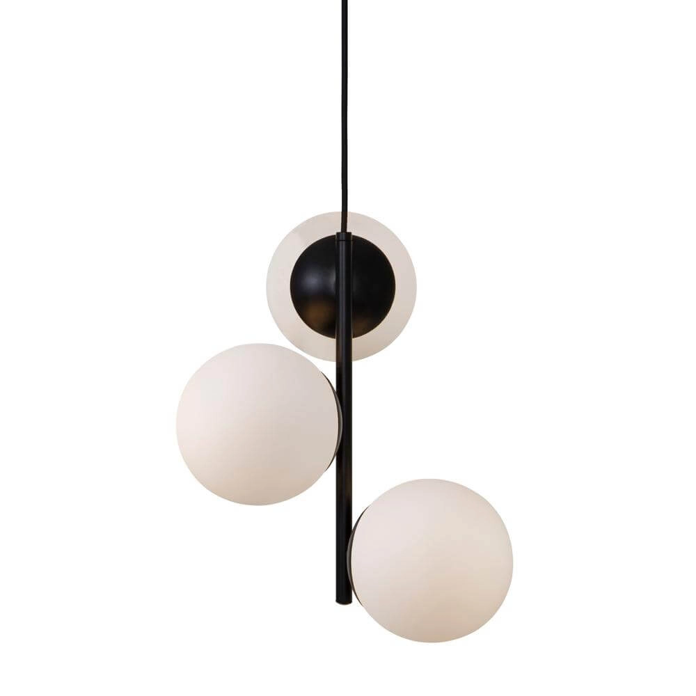 Pendant lamp Lilly 3-light black with white sphere Nordlux 5701581458987