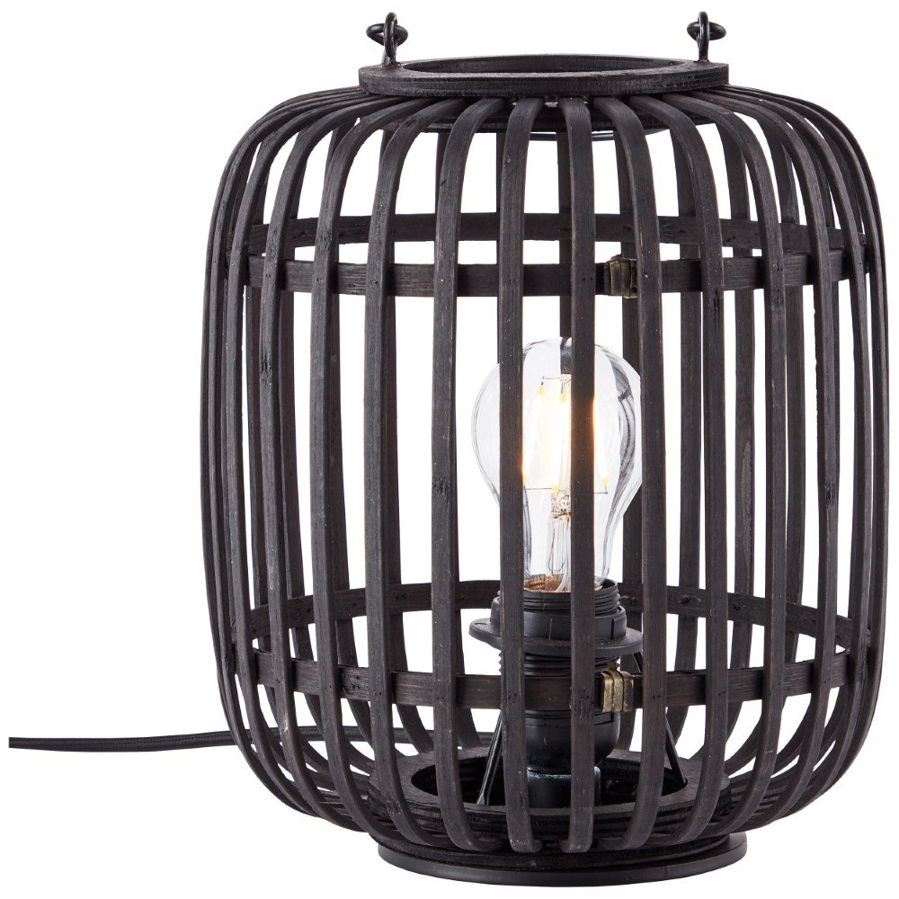 Country table lamp Woodrow black wood Brilliant 4004353380884