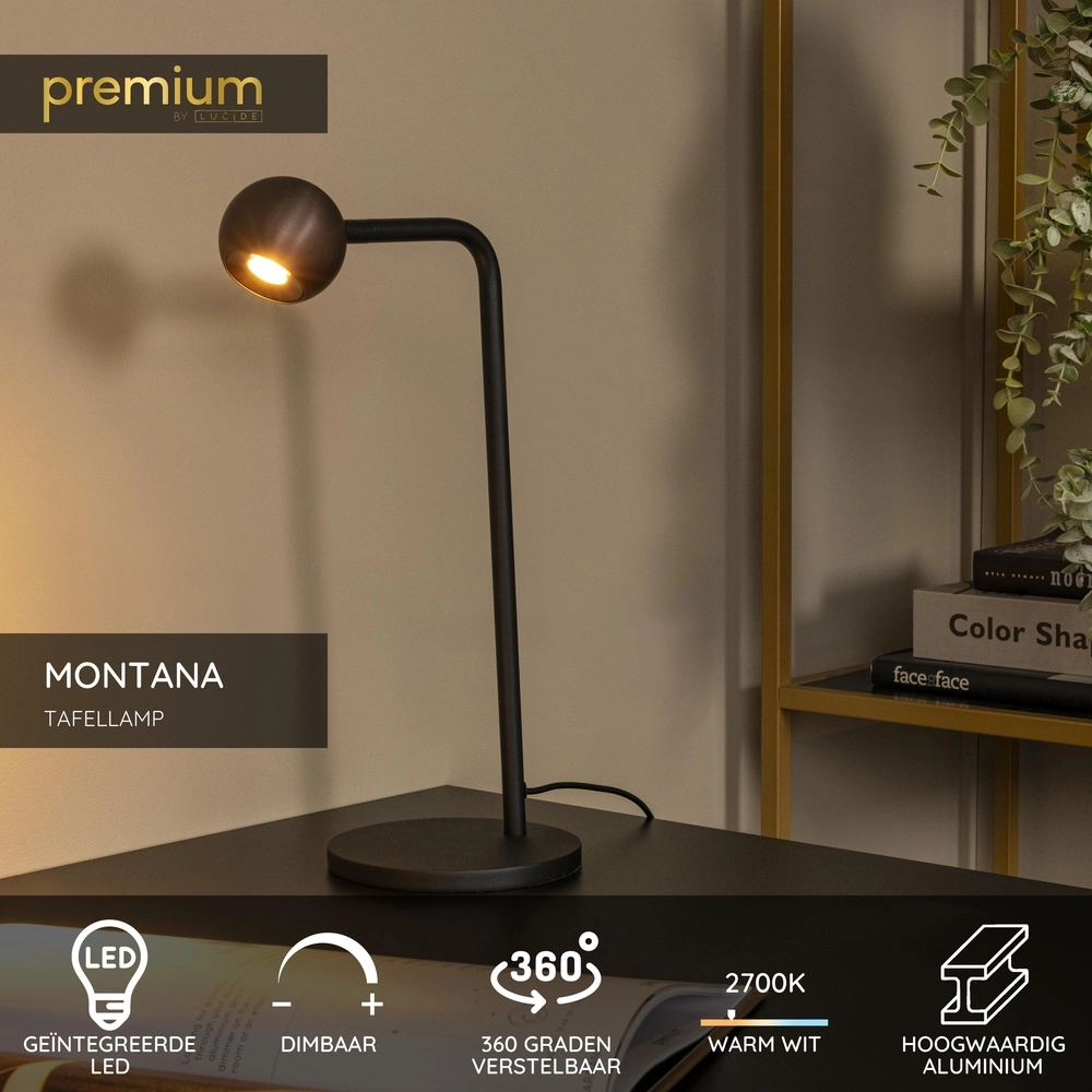 Design table lamp Montana coffee brown Premium by Lucide 5411212680198