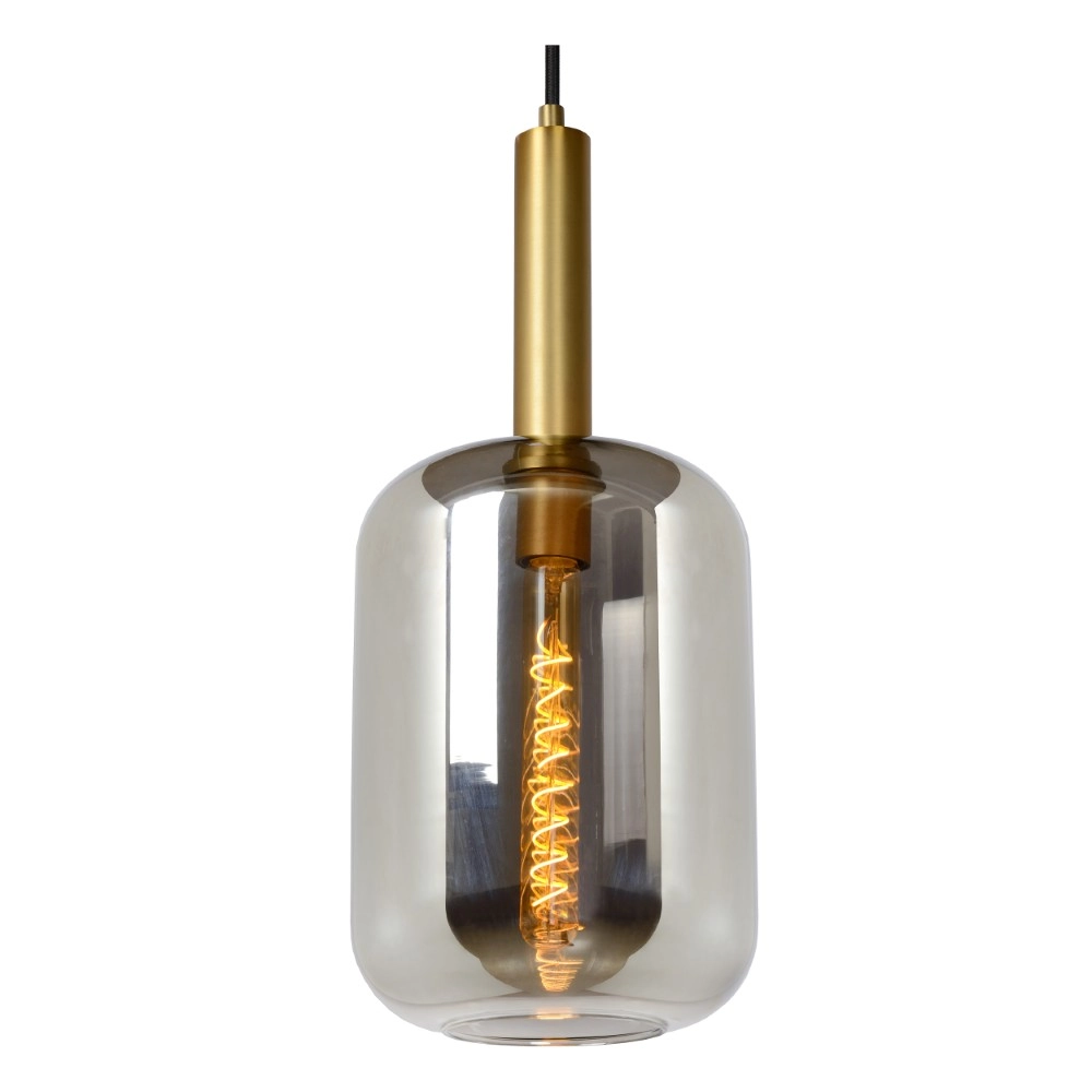 Design pendant lamp Joanet Ø 22cm gold and smoke glass Lucide 5411212451422