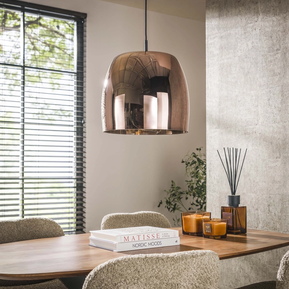 Glass pendant lamp Drift Ø 35cm - copper glass Lyora 8716803512702