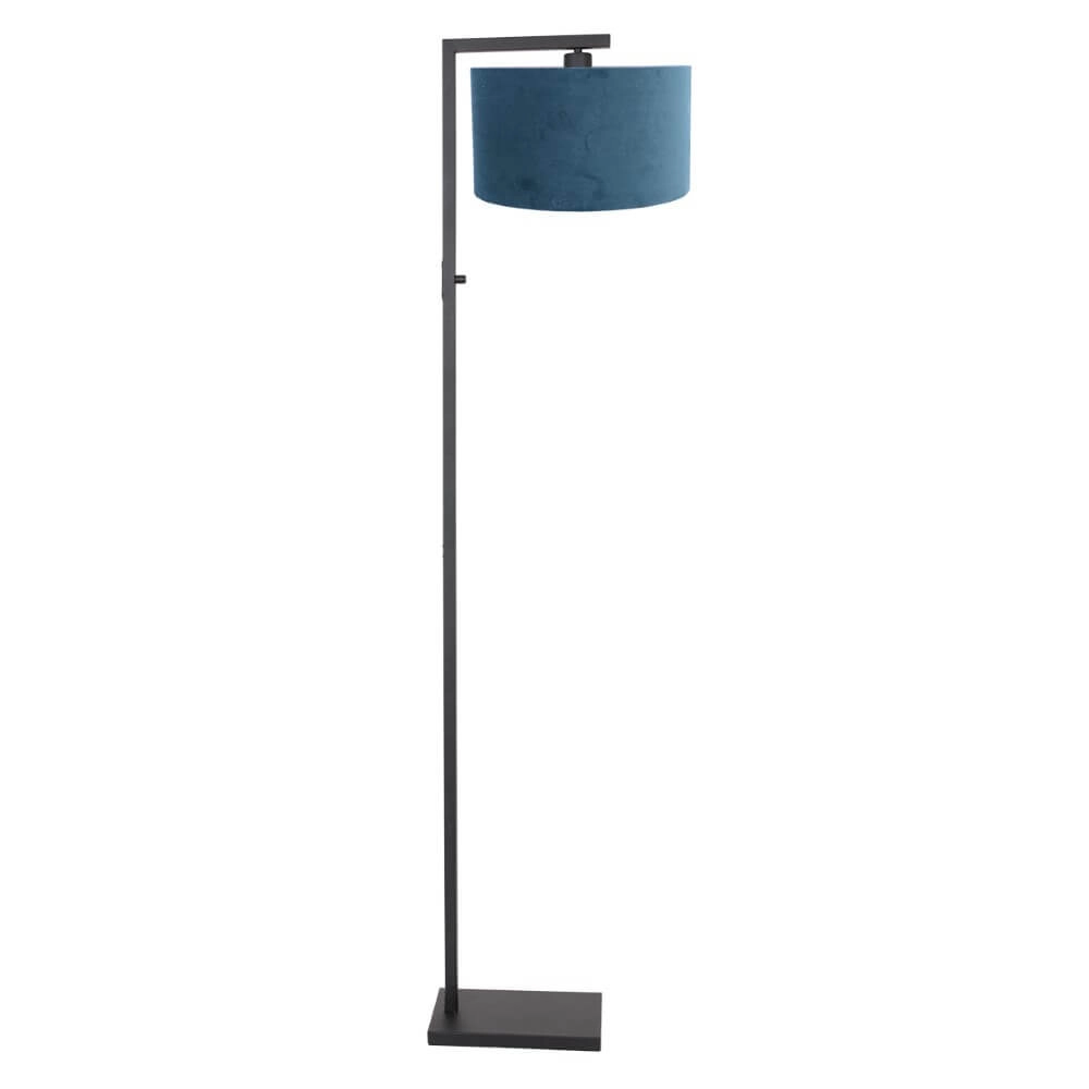Sleek floor lamp Stanger with blue velvet