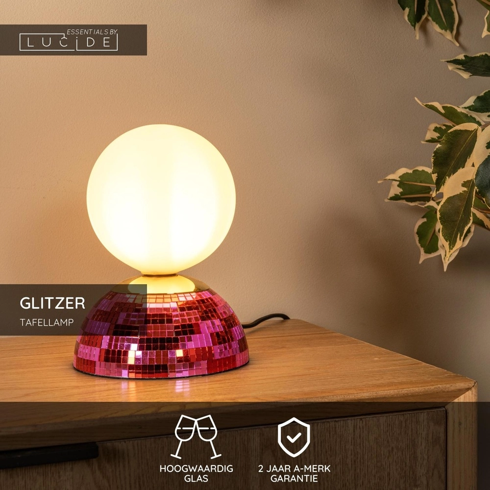 Table lamp Glitzer pink Lucide 5411212106537
