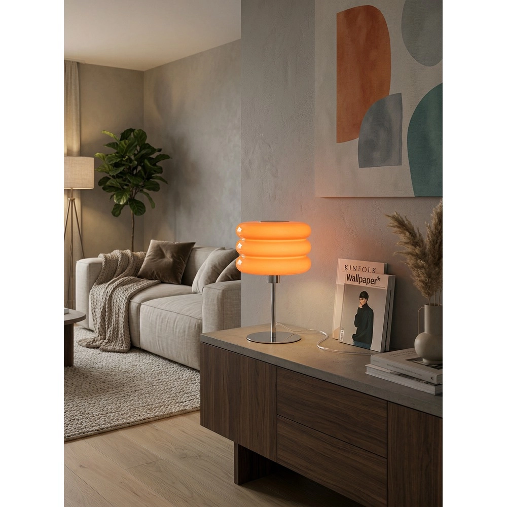 Design table lamp Tortora chrome with orange Ø 20cm
