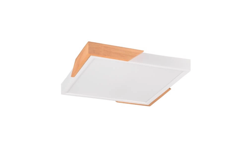 White LED ceiling light Meta with wood