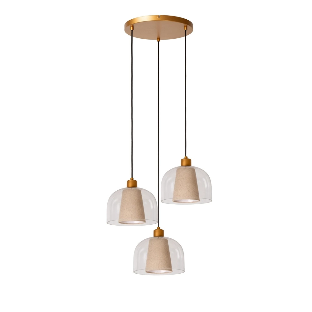 Design pendant lamp Gunhild 3-light gold round