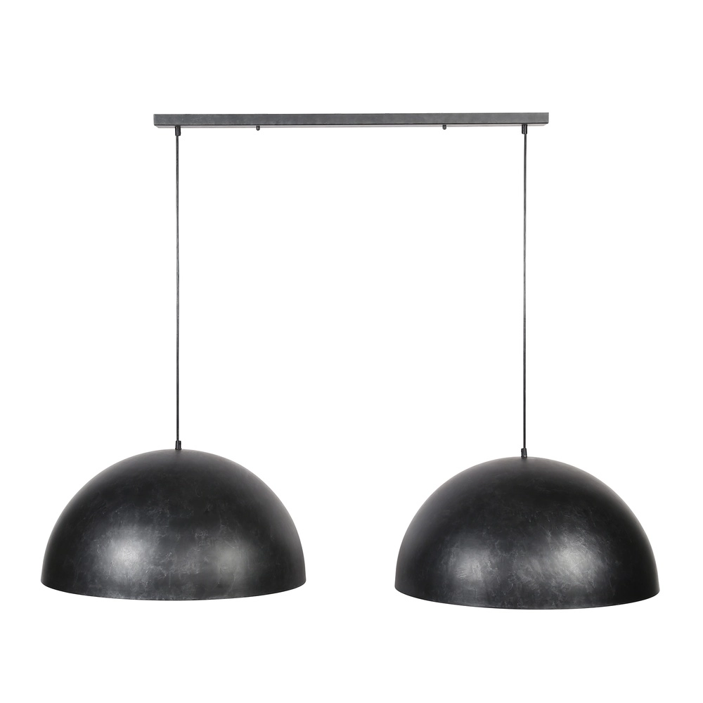 Industrial pendant lamp Dome 2x Ø 60cm - charcoal Lyora 8716803512566