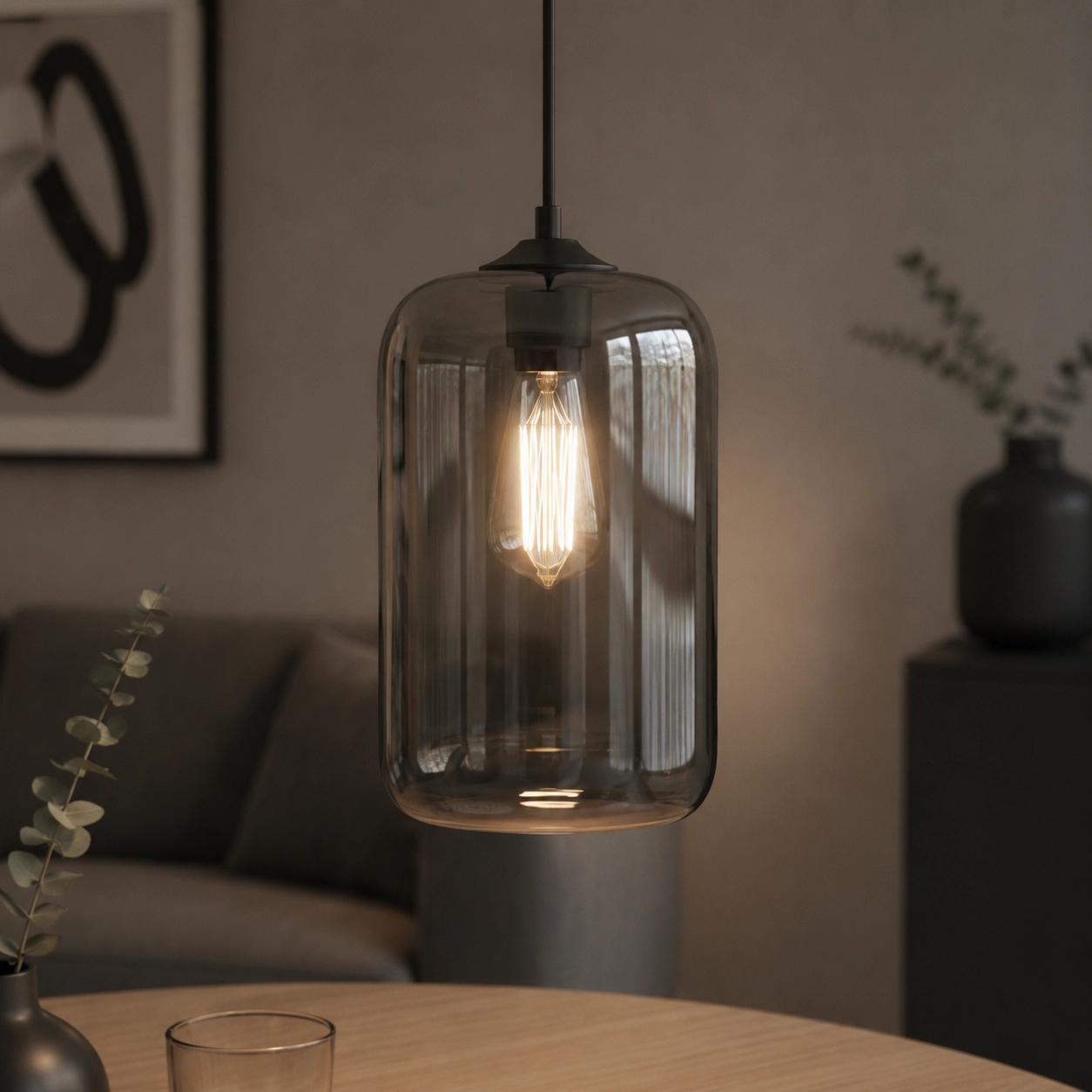 1-light hanging lamp Botany smoke glass