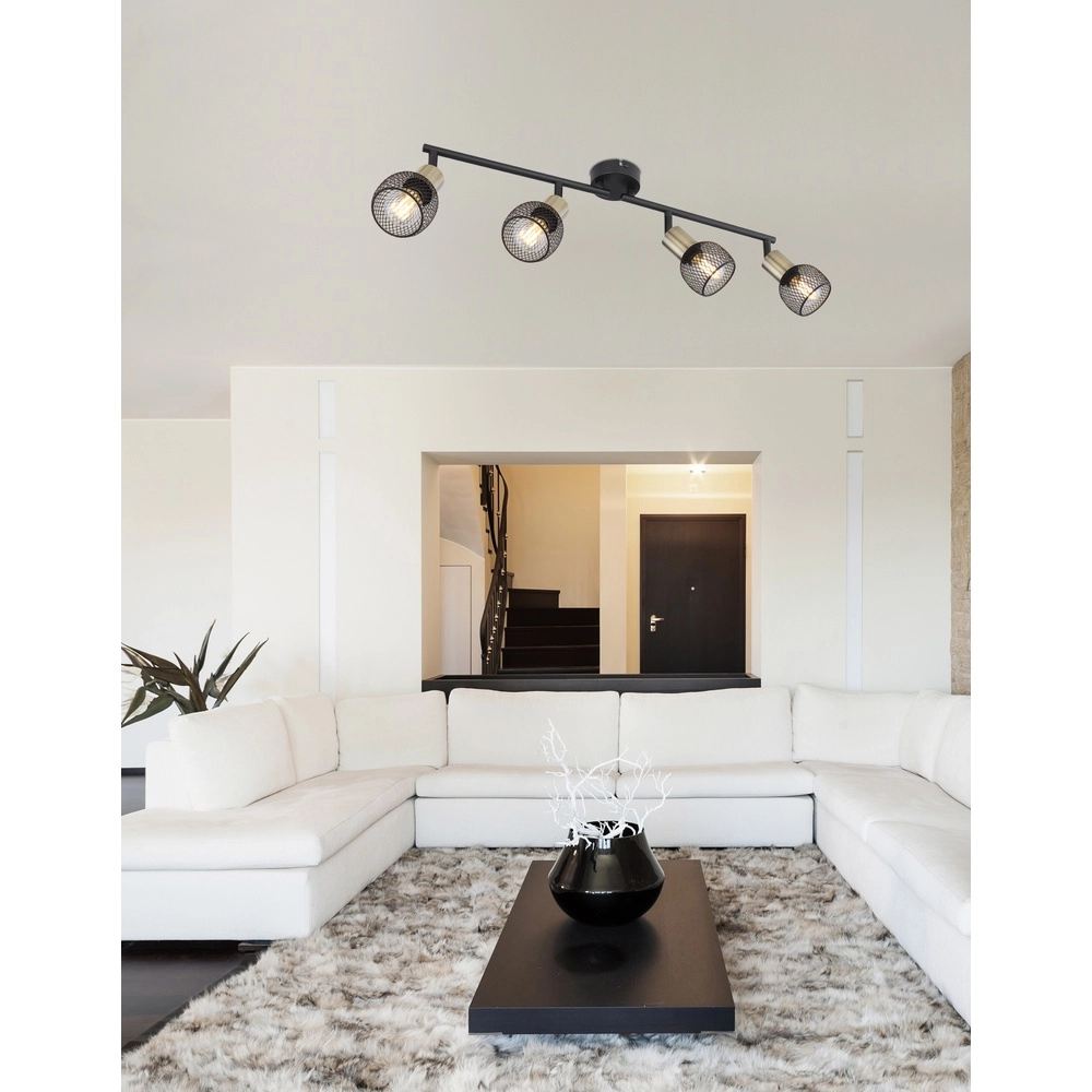 Ceiling lamp Fiastra 4-light black with mesh Globo 9007371418121