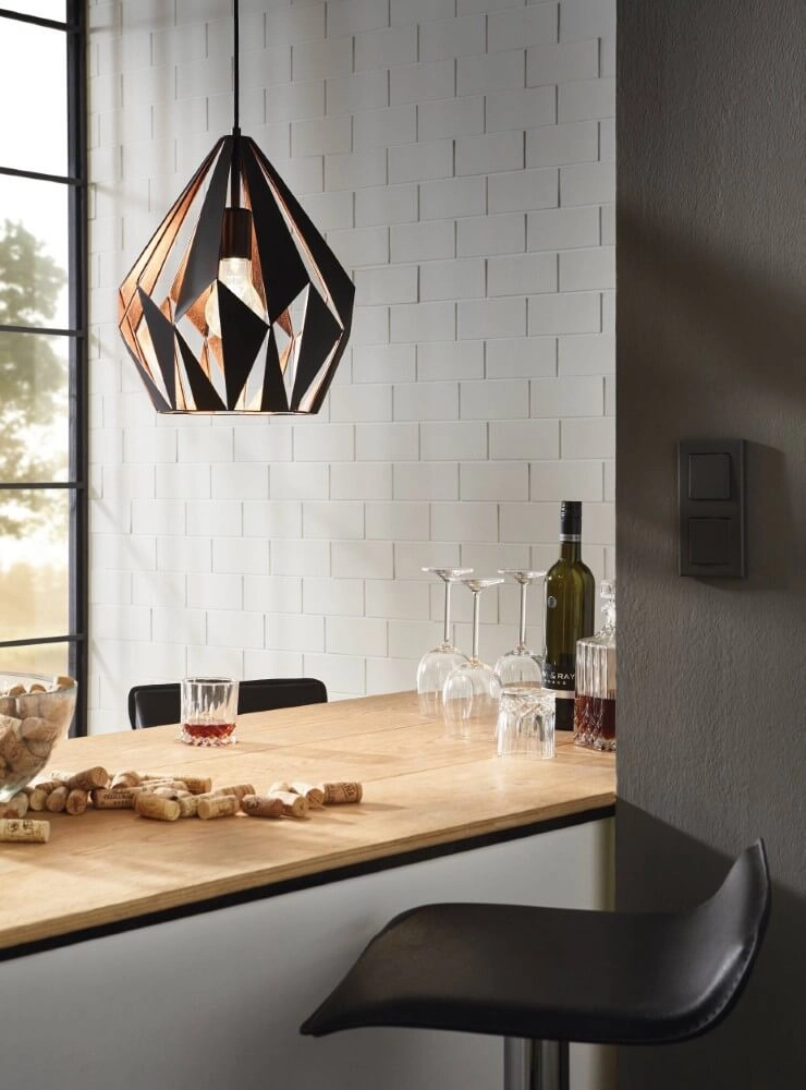 Pendant lamp Carlton 1 31cm black with copper Eglo 9002759492540