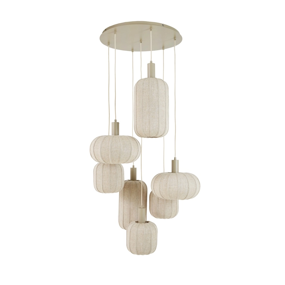 Japandi pendant lamp Tufia 7-light sand brown Light & Living 8717807872625