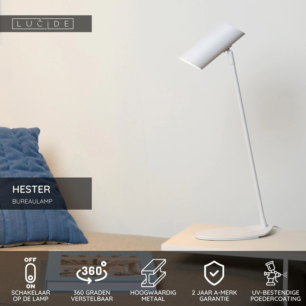 Desk lamp Hester white Lucide 5411212193841