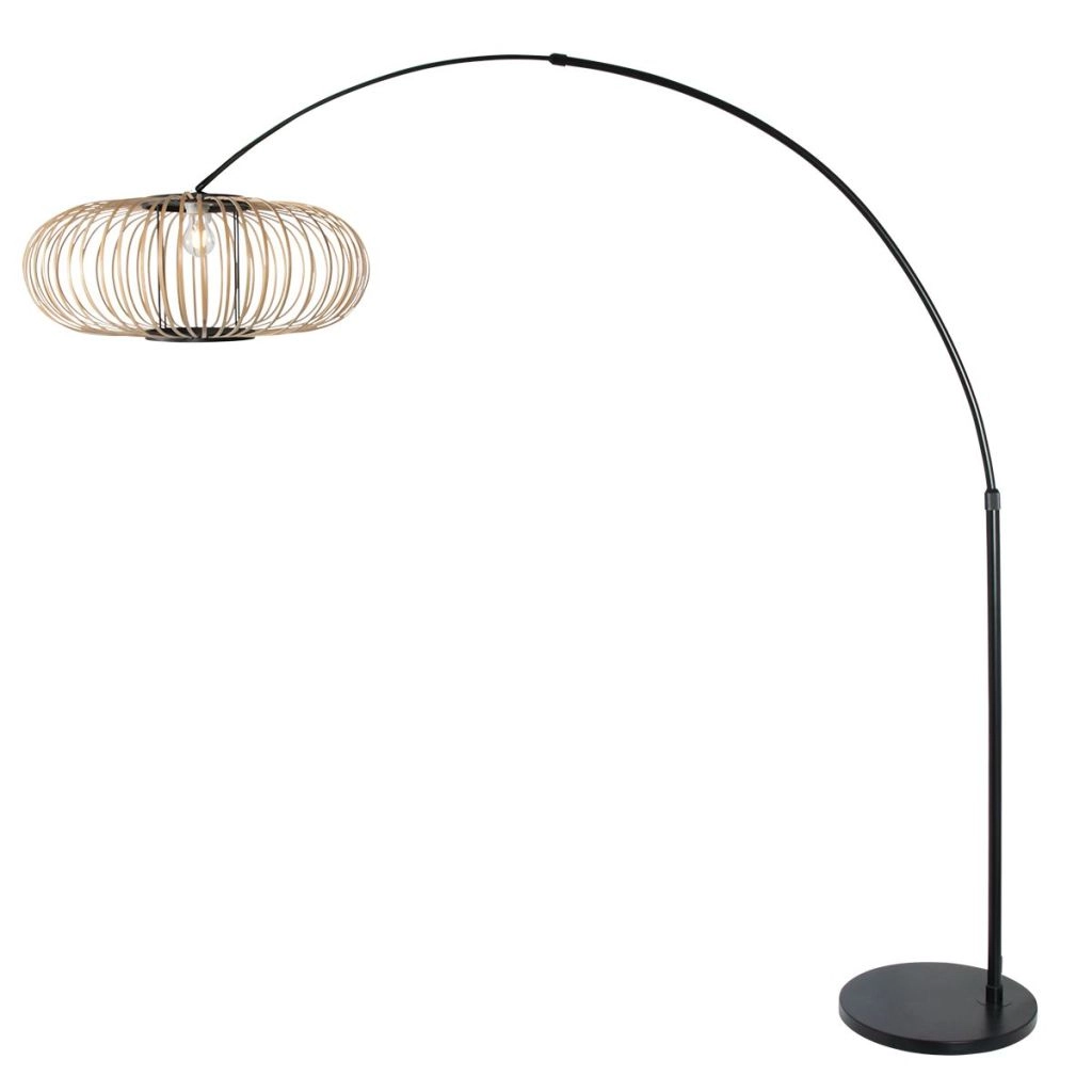 Black arc lamp Sparkled Light with bamboo shade Ø60cm Steinhauer 8712746183566