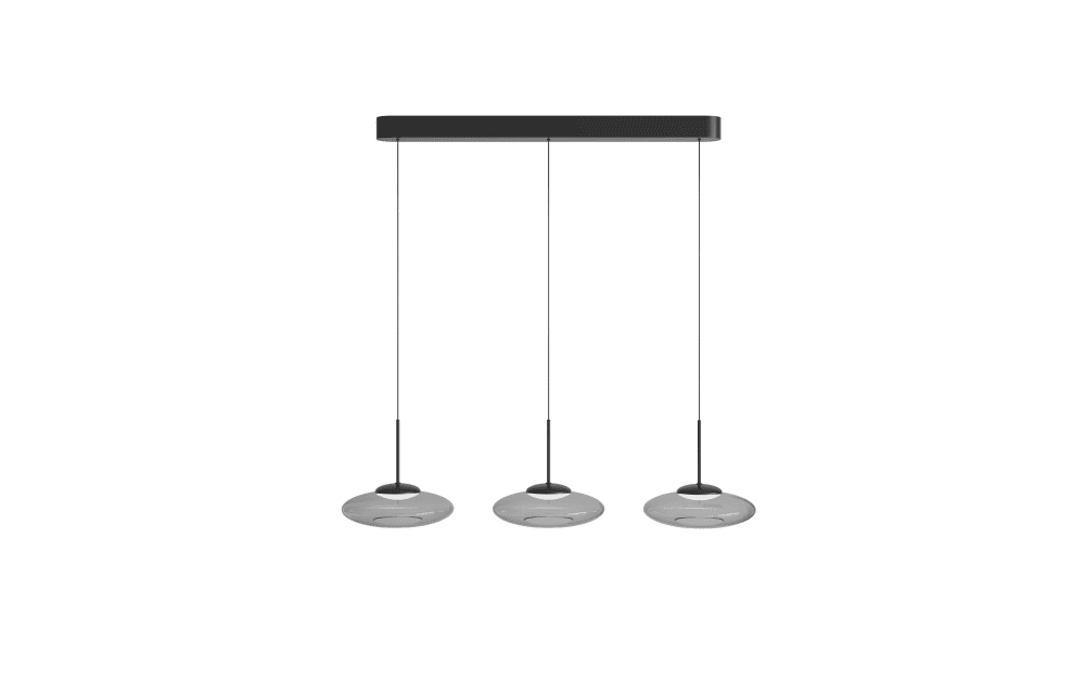 3-light pendant lamp Bounto black clear glass