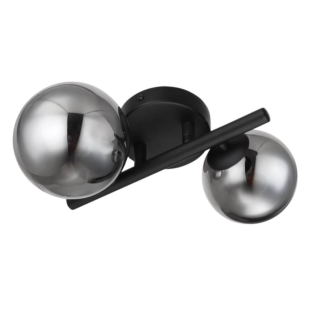 Black wall lamp Riha 2-light Globo 9007371434237