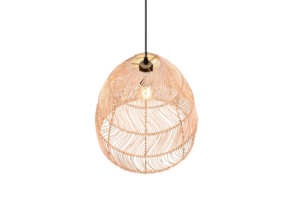 Hanging lamp Rike black with rattan wickerwork Trio 4017807539295