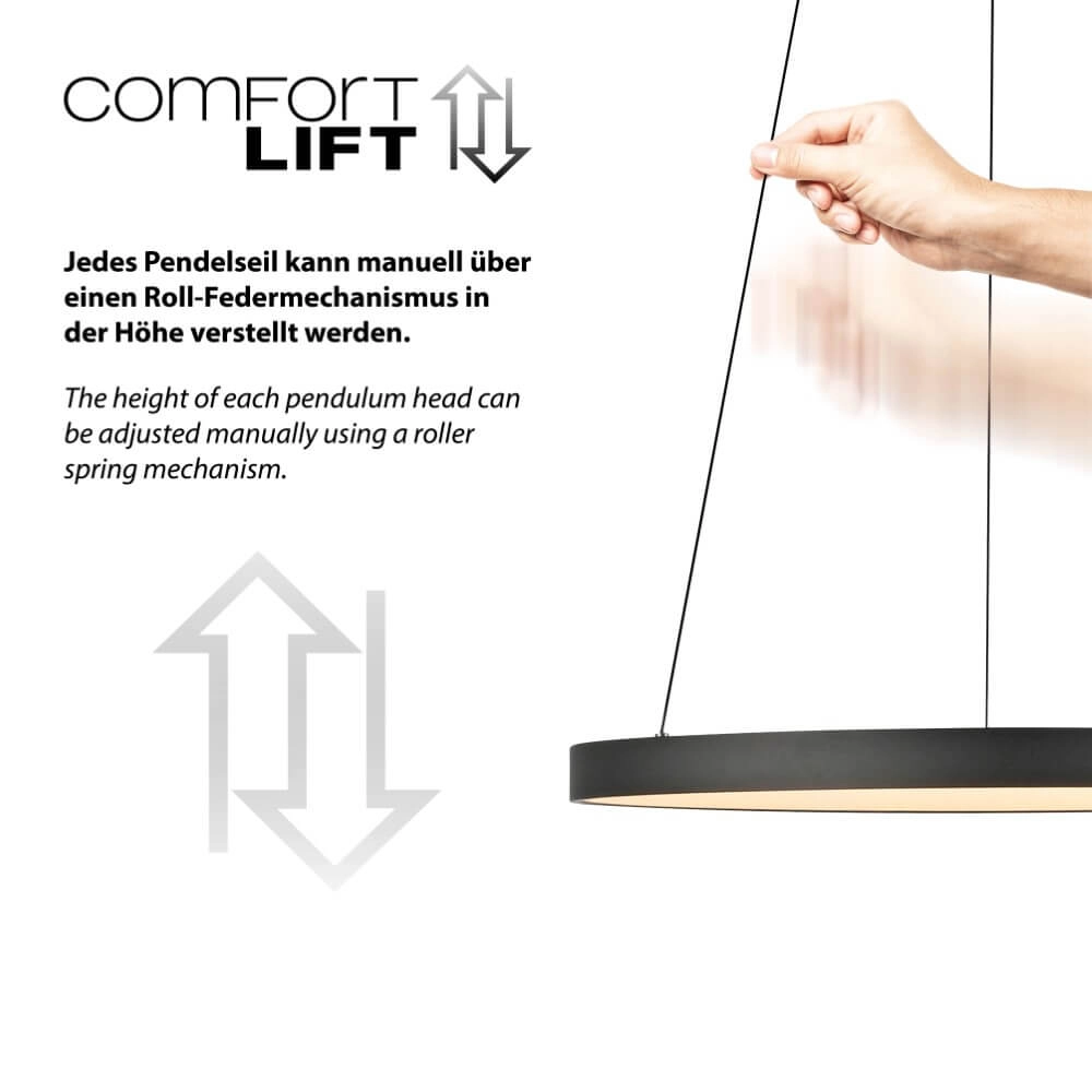 Round pendant lamp Hoop black Paul Neuhaus 4012248384695