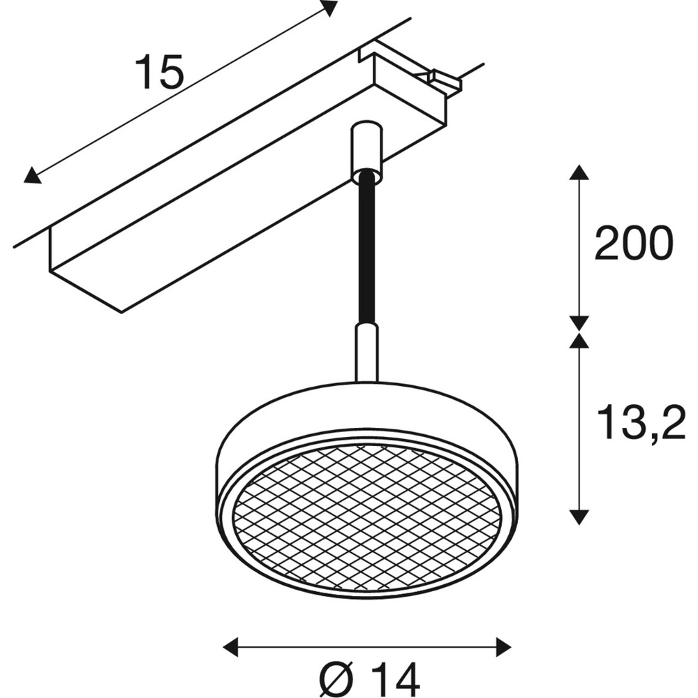 Pendant light for rail Grip! Flat 1-phase black SLV 4024163305211