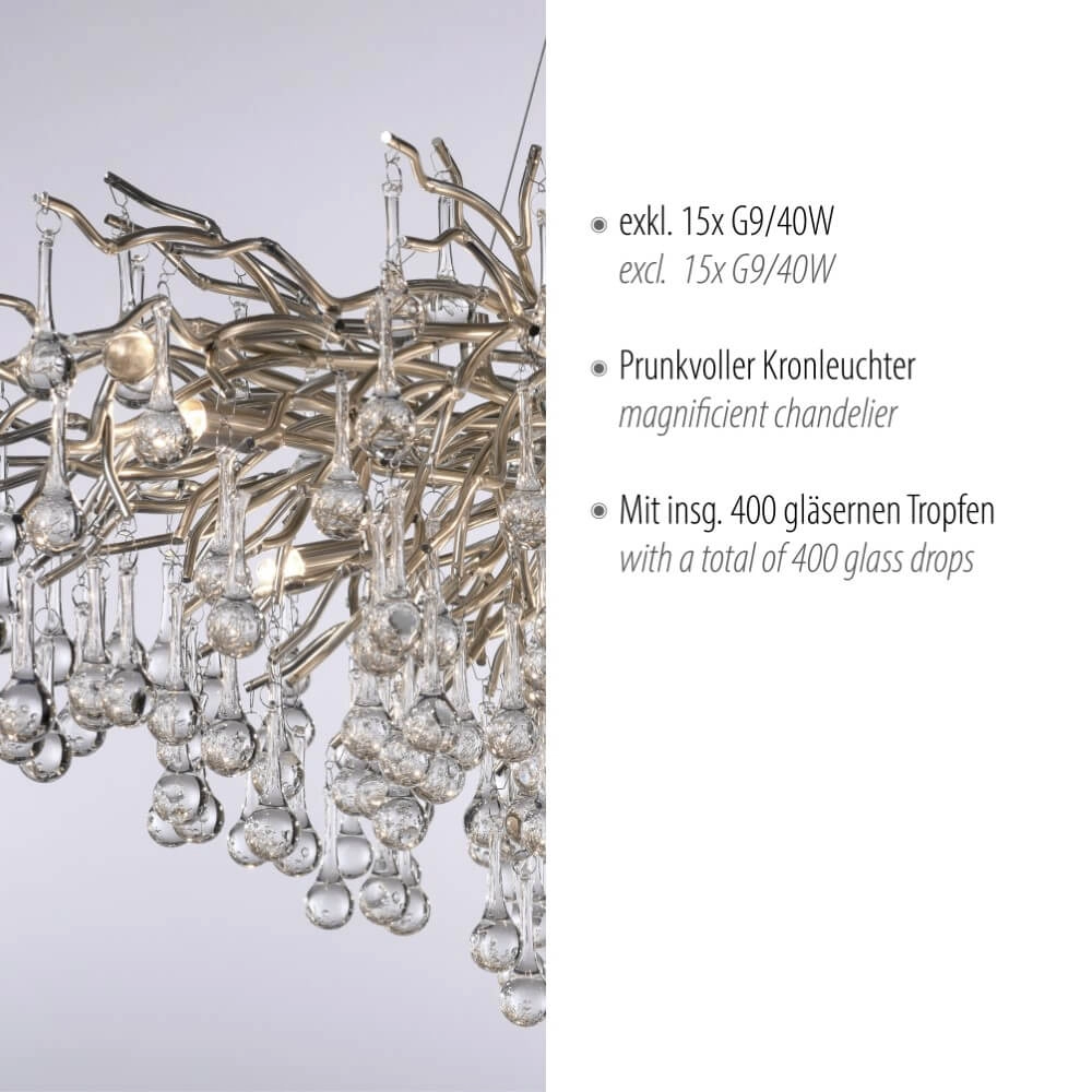 Large chandelier Icicle steel Paul Neuhaus 4012248332924