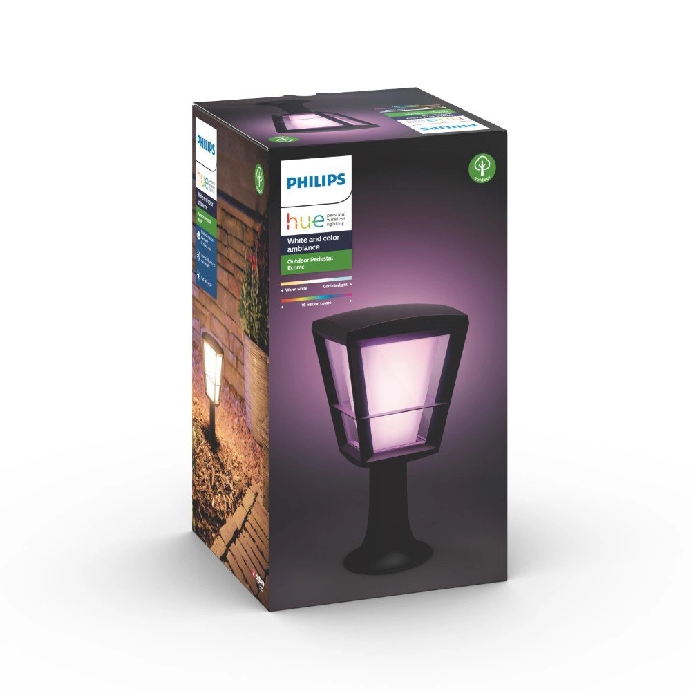 Pedestal Outdoor lamp Hue Econic black square Philips 8718696170595