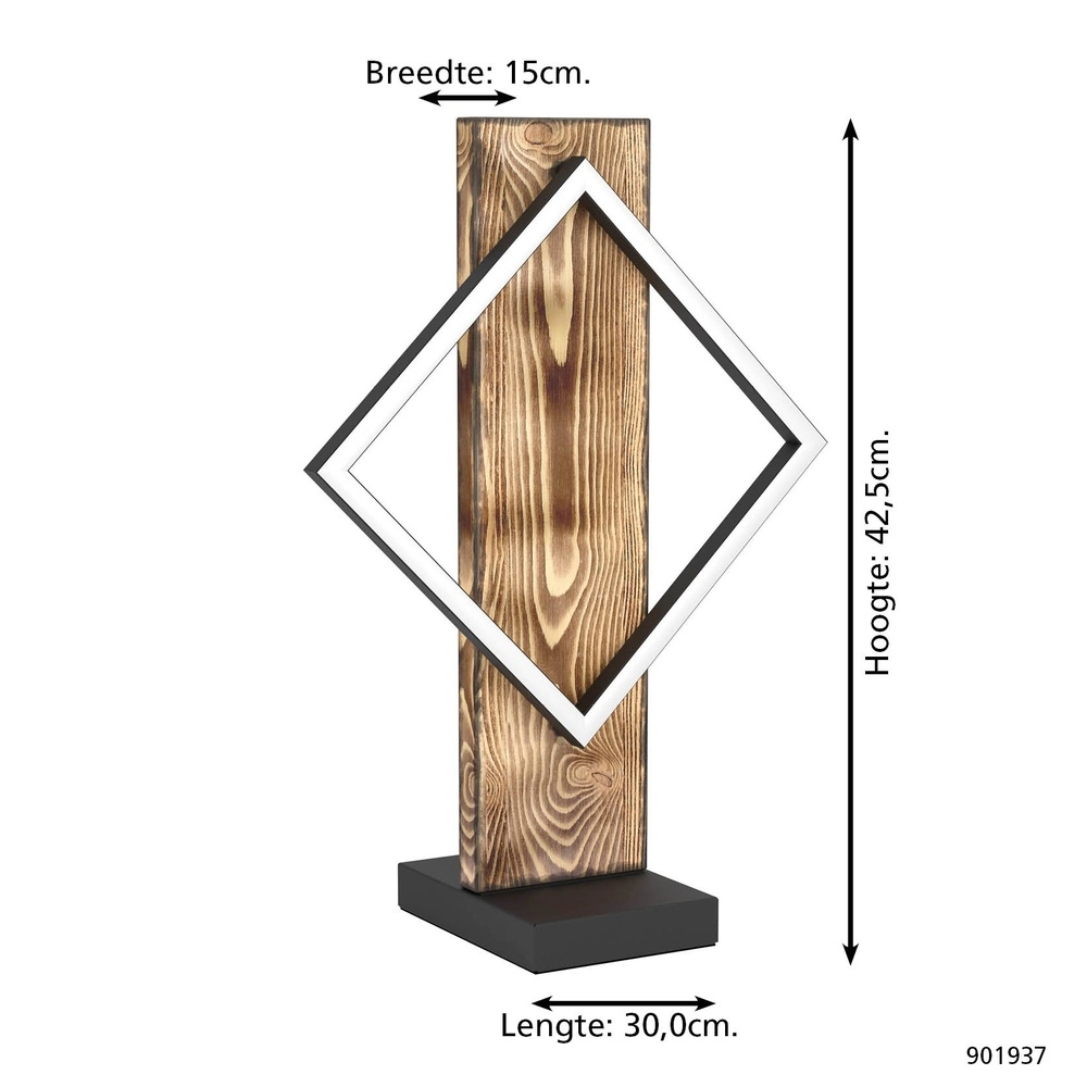Design table lamp Boyal black with dark wood Eglo 9008606351978