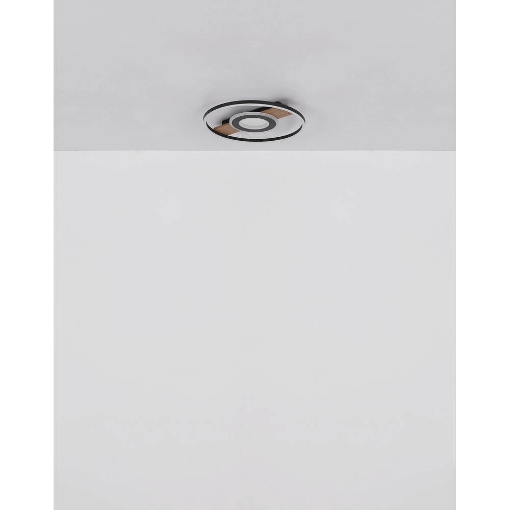 Black ceiling lamp Pikara Design with wood Globo 9007371462711