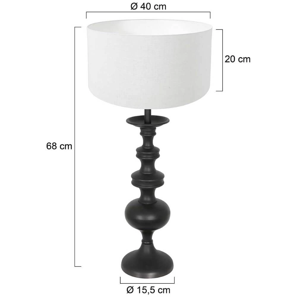 Classic table lamp Lyons C with white linen shade Steinhauer 8712746166767