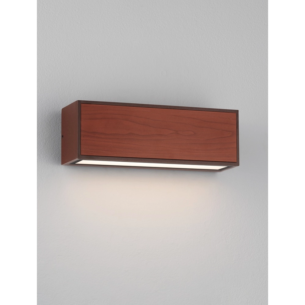 Solar wall lamp Brown Rusty brown with wood