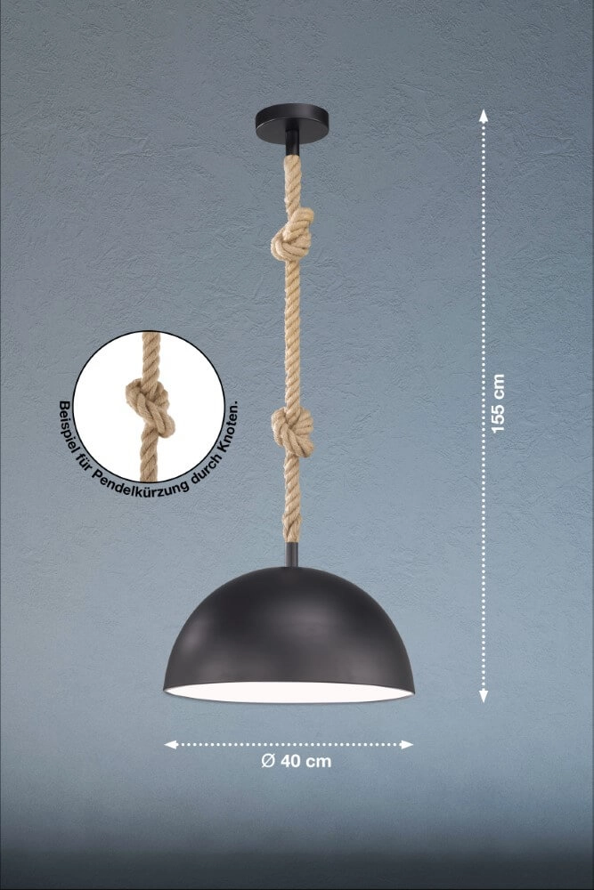 Rural hanging lamp Rope with rope Fischer & Honsel 4003694607612