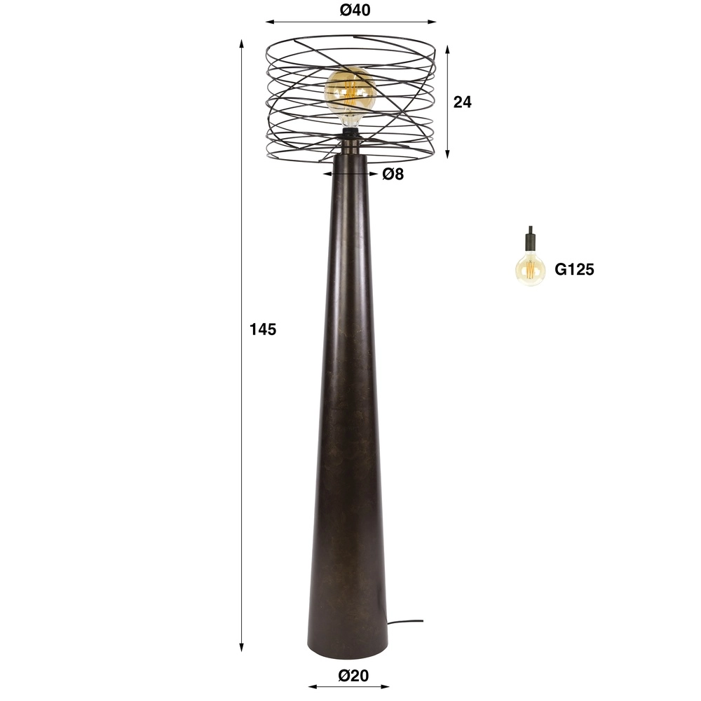 Urban brown floor lamp Curl with wire cap Lyora 8716803512535