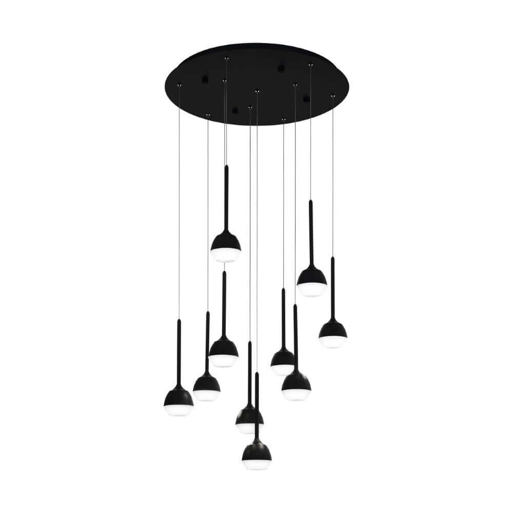 10-light hanging lamp Nucetto black round
