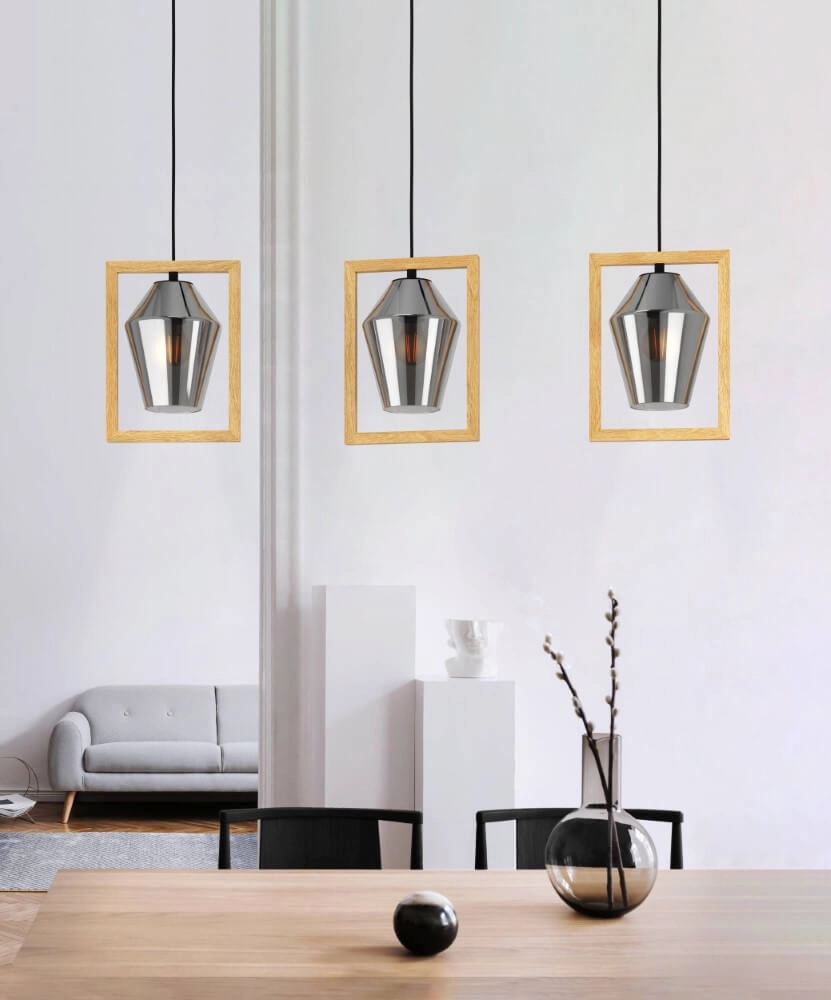 Wooden hanging lamp Viglioni dinner table Eglo 9002759997021