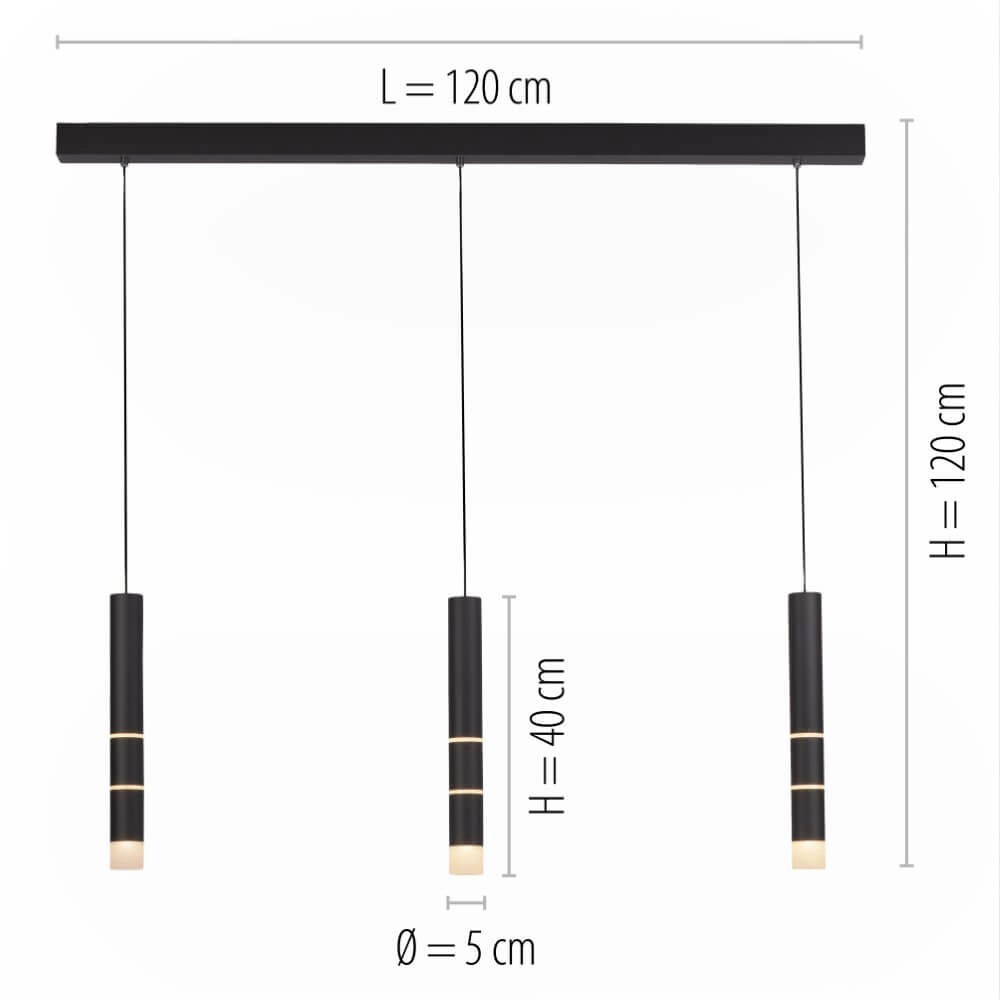 Black hanging lamp Pure Vega 3-light Paul Neuhaus 4012248357576