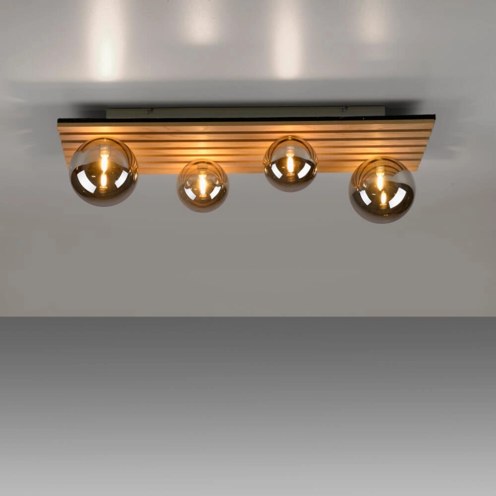 Wooden ceiling lamp Green Stika rectangular Just Light 4043689004248