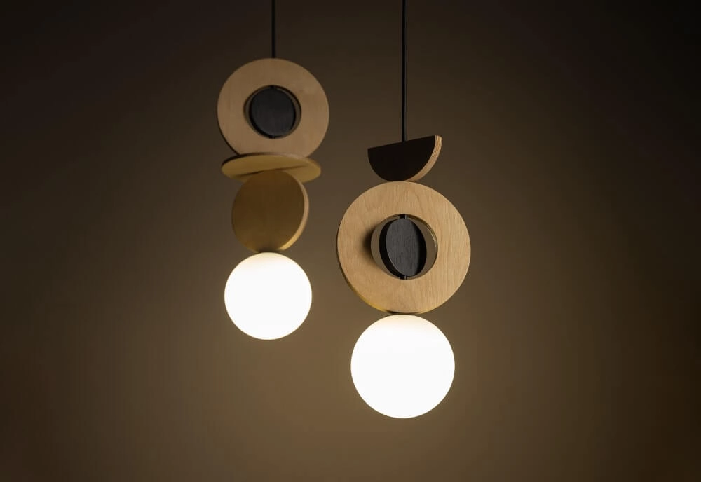 Design pendant lamp Drops Wood A 1-light wood Lyora 5903139111737