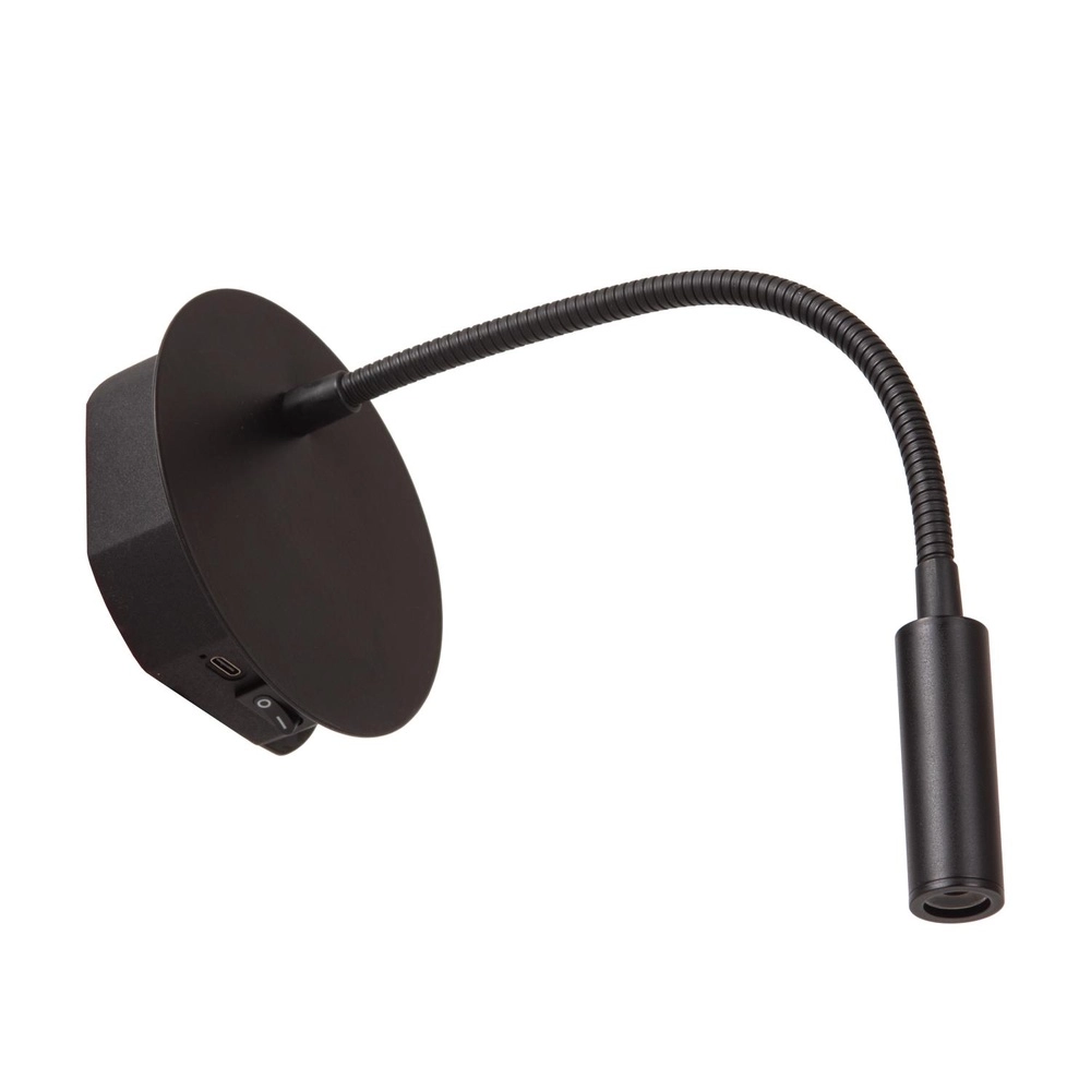 Rechargeable wall lamp Jolijn bedside lamp black Lucide 5411212771384