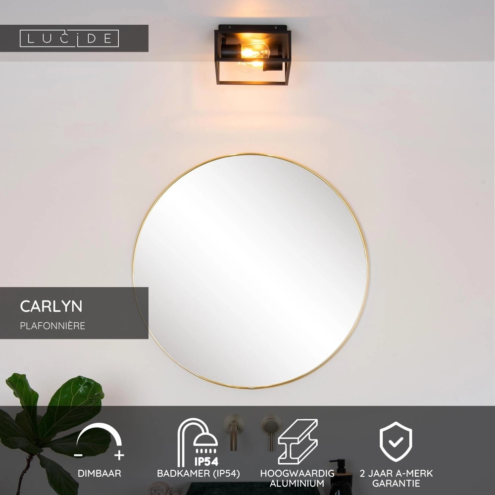 Black wall lamp Carlyn 2-light bathroom IP54 Lucide 5411212271709