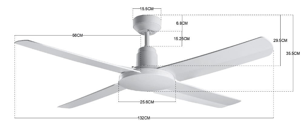 Outdoor ceiling fan Nautilus Ø 132cm white Beacon 9333509130475