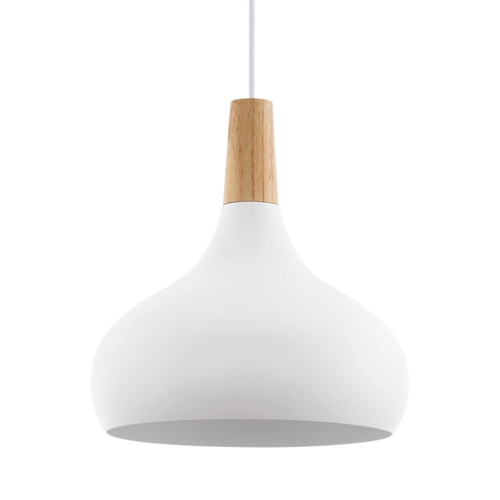 Pendant lamp Sabinar 28cm white with wood brown
