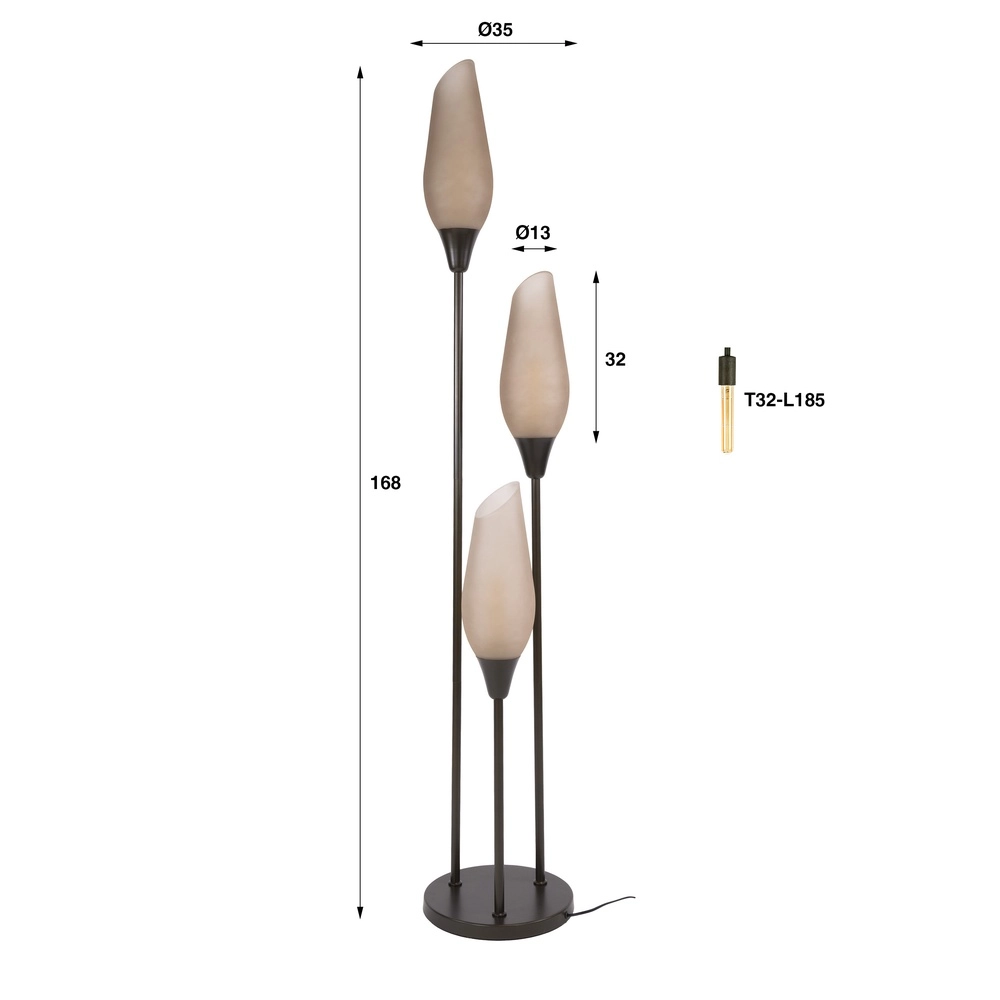 Glass floor lamp Cocoon 3x E27 - 168cm - frosted glass Lyora 8716803511873