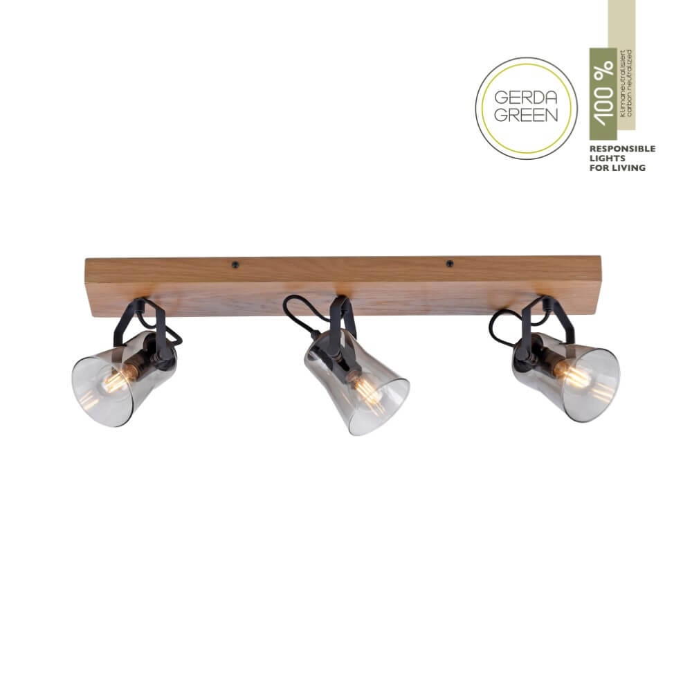 Ceiling lamp Green Langstrom wood 3-light Just Light 4043689994884