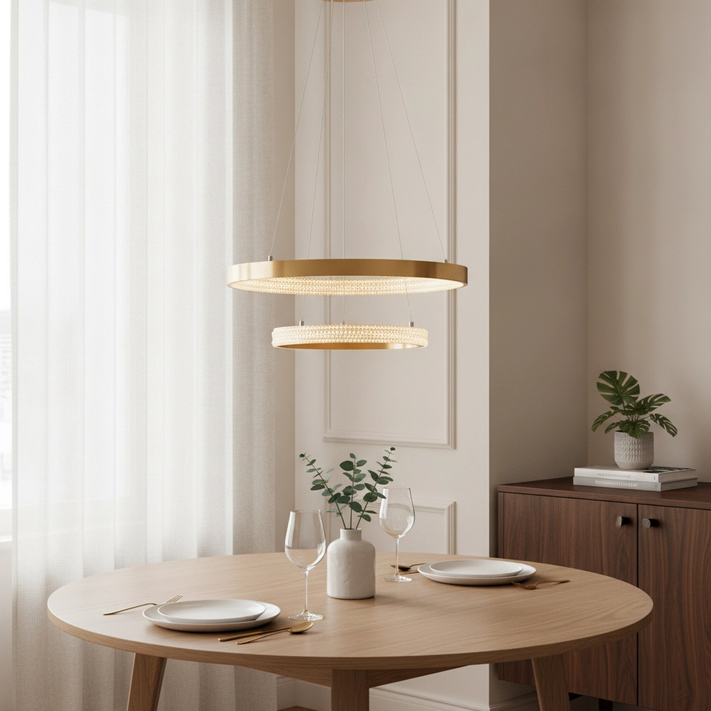 Pendant lamp Preston gold Ø 60cm double
