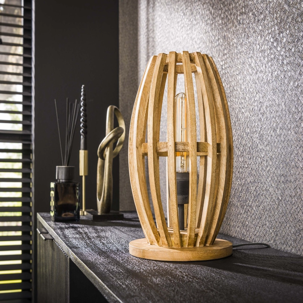 Wooden table lamp Orbit 38cm - 1x E27 Lyora 8716803511088