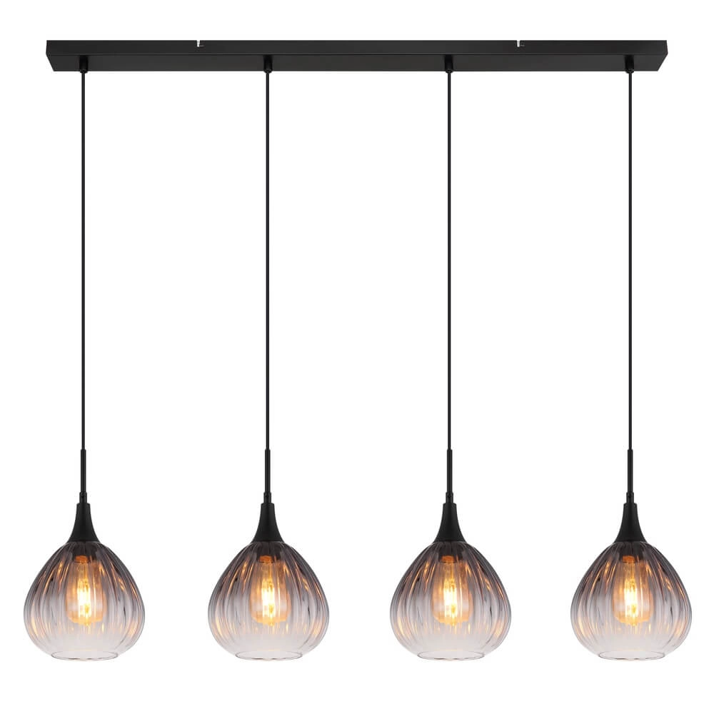 Black pendant lamp Olsen 4-light Globo 9007371459803