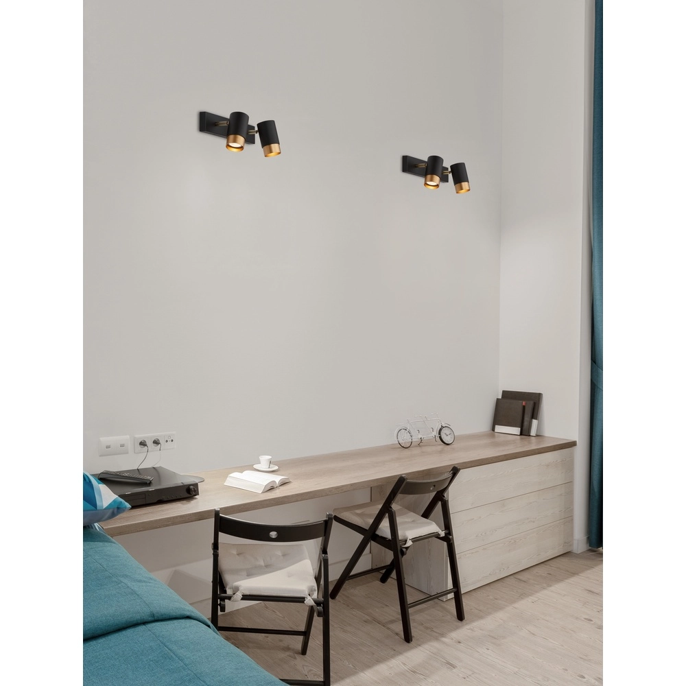 Ceiling spotlight Pogno 2-light black with gold Lyora 5212017430847