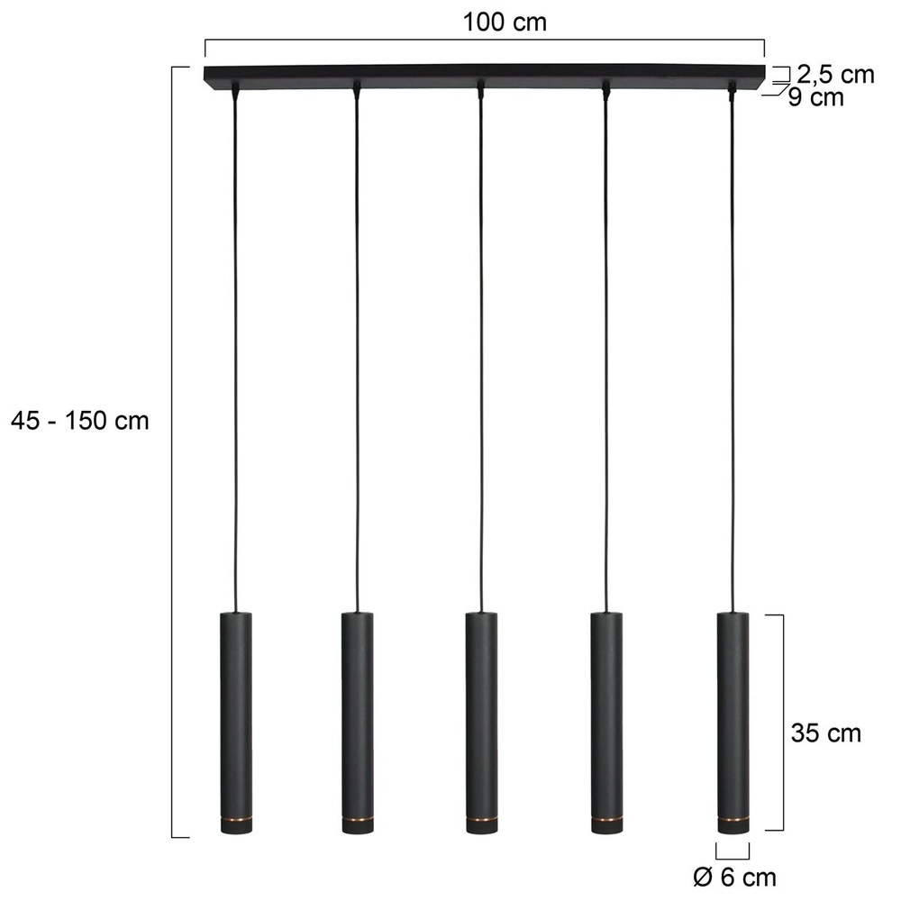 Sleek pendant lamp DownLume 5-light Steinhauer 8712746178258