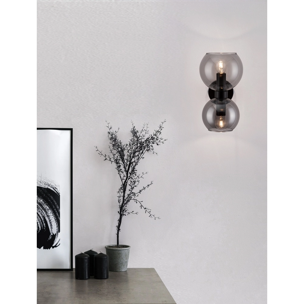 Wall lamp Palmer black with smoke glass